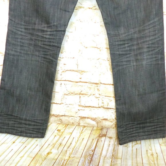 Express Jeans Mens 32X30 Gray Blake Loose Fit Boot Cut Whiskers Cotton Blend - Picture 10 of 15